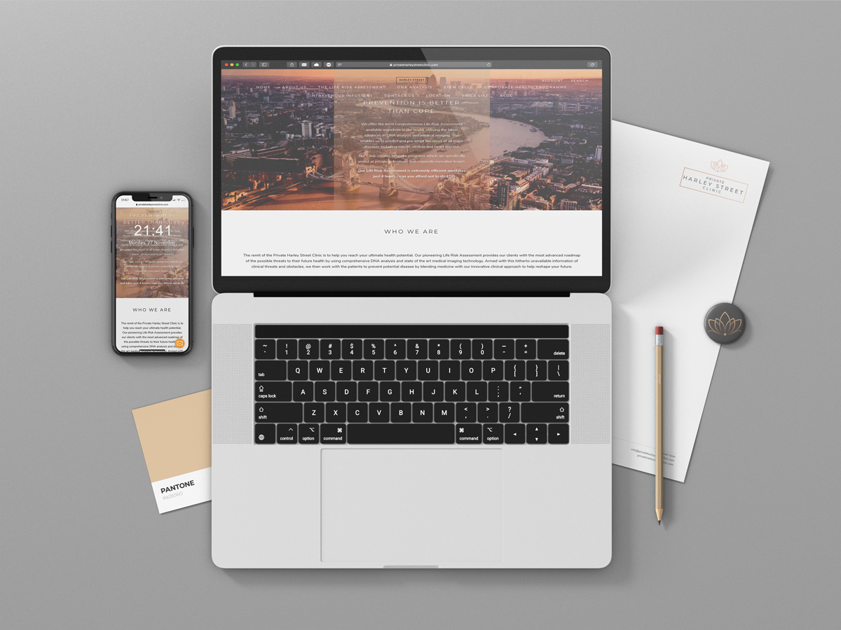 The Private Harley Street Clinic website design — desktop browser view of homepage or key interior page